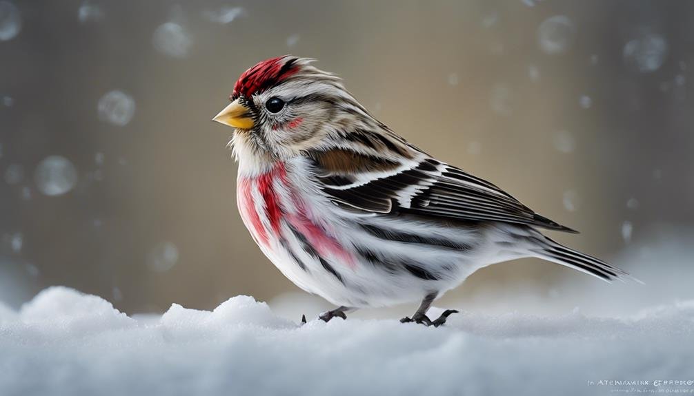 Hoary Redpoll on the Snow