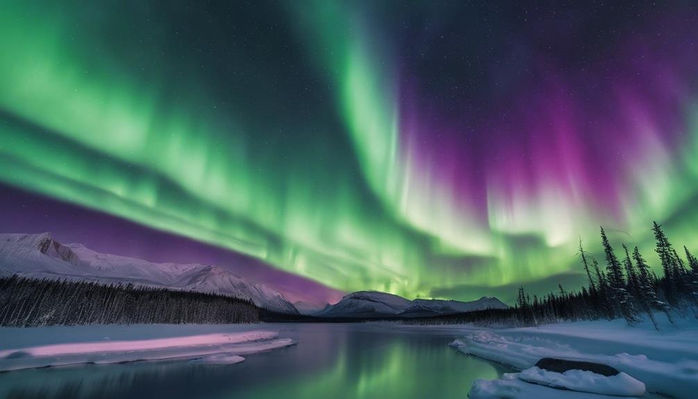 mystical dance of lights from the Aurora Borealis dancing over the Arctic